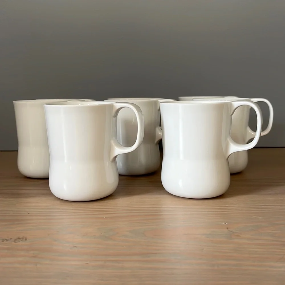 NWT Crate & Barrel Sagaform Set of 8 White Ceramic Mugs